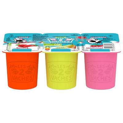 Les 2 Vaches Fromage blanc bio aux fruits panachés, 6x50g