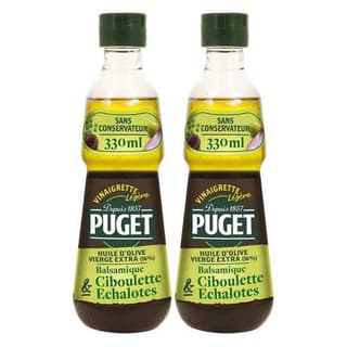 Puget Vinaigrette légère huile d'olive vinaigre balsamique ciboulette échalotes, Lot de 2x33cl