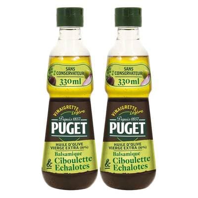 Puget Vinaigrette légère huile d'olive vinaigre balsamique ciboulette échalotes, Lot de 2x33cl