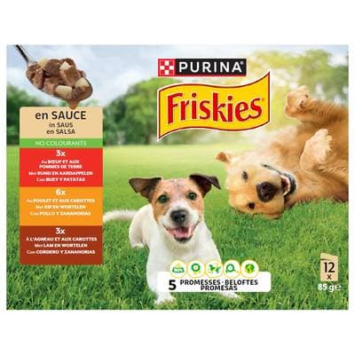 Purina - Friskies Sachets en Sauce Viande et Légumes pour chien adulte, 12x85g