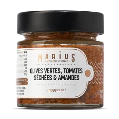 Marius, L'Épicerie Inspirée Olives vertes Tomates séchées et Amandes, 100g
