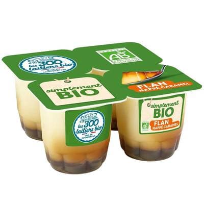 Les 300 laitiers bio Flan vanille nappé de caramel, 4x115g