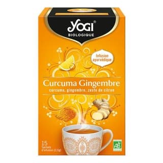 Yogi Infusion Curcuma Gingembre Zeste de Citron Bio, 15 sachets