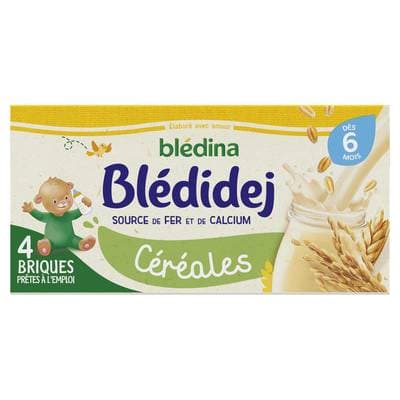 Blédina - Blédi'dej Céréales Lactées saveur céréales Brique Bébé Dès 6 mois, 4x25cl