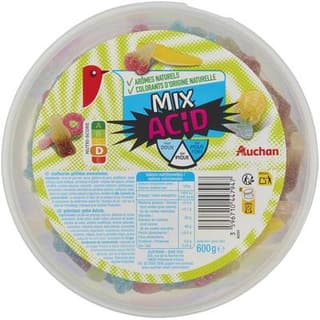 Auchan Assortiment de bonbons acide maxi mix acid, 600g