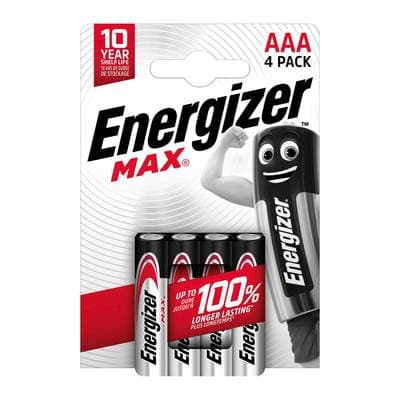 Energizer 4 Piles Alcaline LR03-AAA 1,5V Max, 4  piles