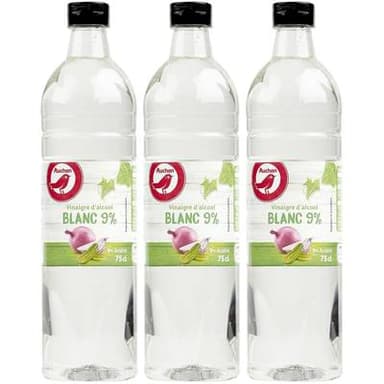 Auchan Vinaigre d'Alcool blanc 9% d'Acidité, Lot de 3x75cl