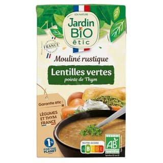 Jardin Bio Etic Soupe Mouliné de Lentilles Vertes Pointe de Thym Bio, 1L