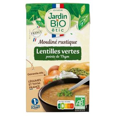 Jardin Bio Etic Soupe Mouliné de Lentilles Vertes Pointe de Thym, 1L