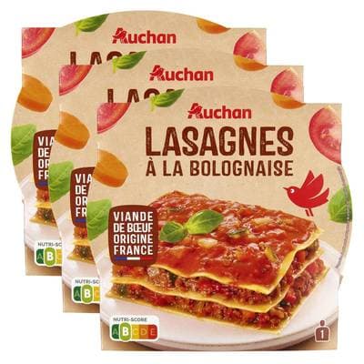 Auchan Lasagnes bolognaise micro-ondes, Lot de 3x300g