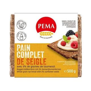 Pema Pain de seigle complet avec graines de tournesol, 500g