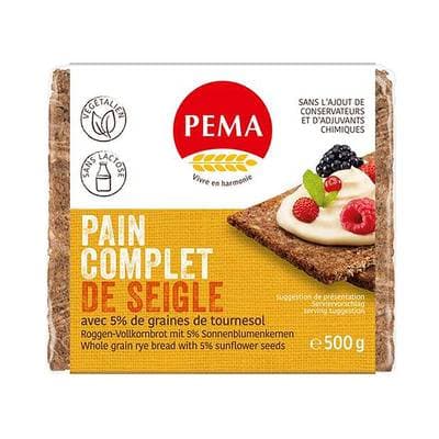 Pema Pain de seigle complet avec graines de tournesol, 500g
