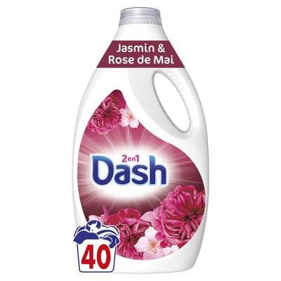Dash Lessive liquide Jasmin et Rose de Mai, 1,8L