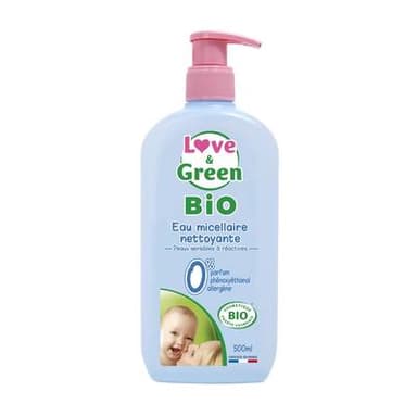 Love & Green Eau micellaire nettoyante bébé Bio, 500ml