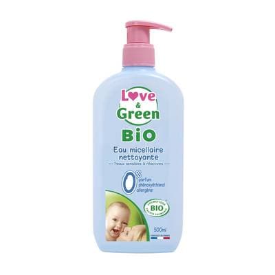 Love & Green Eau micellaire nettoyante bébé Bio, 500ml