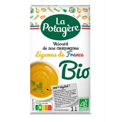 La Potagère Soupe Velouté de nos campagnes Bio- Légumes de France, 1L