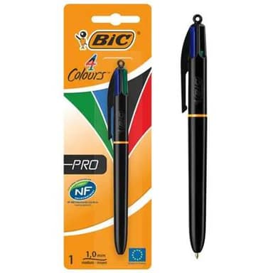 Bic Stylo bille 4 couleurs rétractable pointe moyenne, 1 stylo