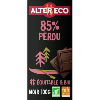 Alter Eco - Commerce Equitable Chocolat noir absolu 85% bio du Pérou, 100g