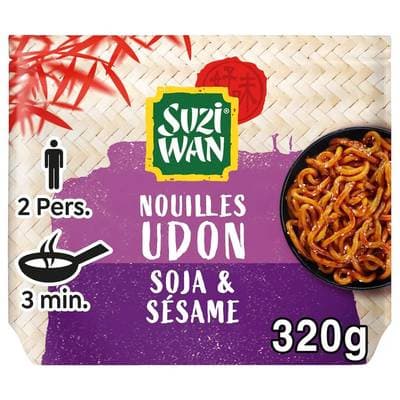 Suzi Wan Nouilles précuites wok udon soja sésame en sachet, 320g