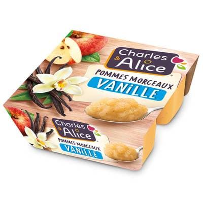 Charles et Alice Pommes Morceaux Vanille, 4x97g