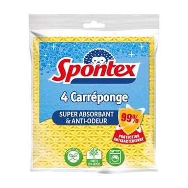 Spontex Éponges carrés super-absorbant et anti-odeur, 4 pièces