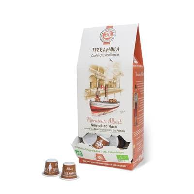 Terramoka Distributeur Café capsule Albert bio, origine Pérou, 60 Capsules