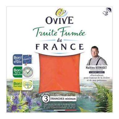 Ovive Truite fumée, 3 tranches - 100g