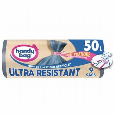 Handy Bag Sac poubelle ultra a lien 50L, 9 sacs poubelles