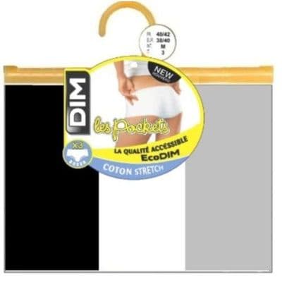 Dim Boxers Les Pockets Coton noir/blanc/gris T36/38, 3 pièces