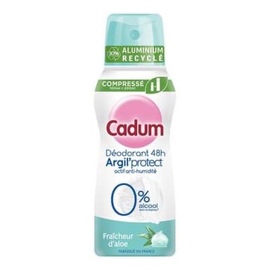 Cadum Déodorant Argil Protect Fraîcheur d'Aloe Vera 48H, 100ml