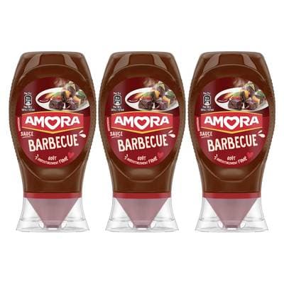 Amora Sauce Barbecue en flacon souple Squeeze Top Down, Lot de 3x285g