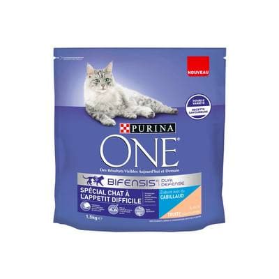Purina - One Croquettes Cabillaud et Truite pour Chat Difficiile, 1,5kg