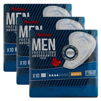 Auchan Men protections absorbantes niveau 2, Lot de 3x10 pièces