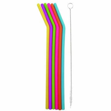 Dotz 6 pailles silicone avec brosse de nettoyage, 25 cm