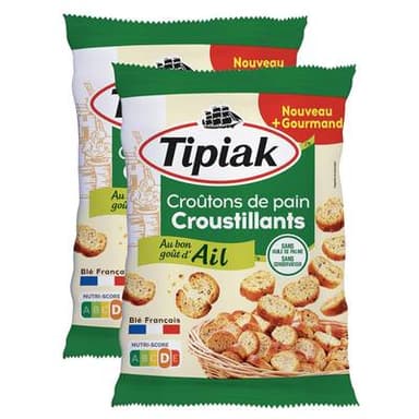Tipiak Croûtons de pain à l'ail grillés au four, Lot de 2x220g