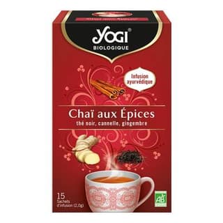 Yogi Infusion Thé noir chai aux épices Bio, 15 sachets