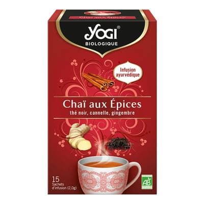 Yogi Infusion Thé noir chai aux épices Bio, 15 sachets