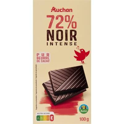 Auchan Tablette de chocolat noir 72%, 100g