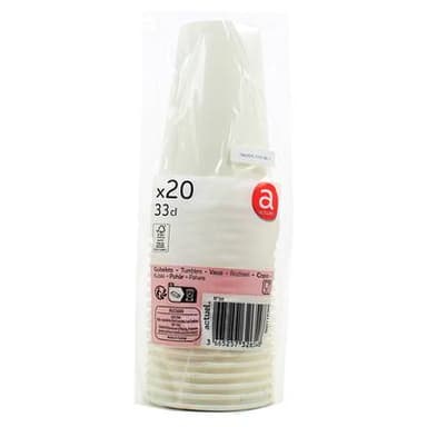 ACTUEL Gobelet carton 33cl blanc, 20 gobelets