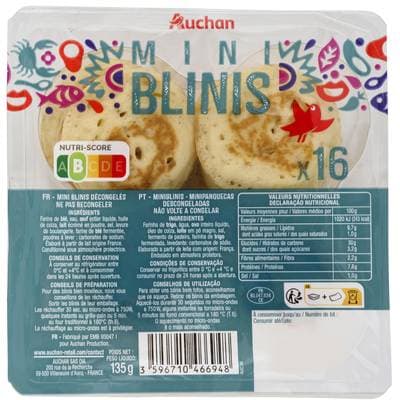 Auchan Mini Blinis Fins et Moelleux, 16 blinis - 135g