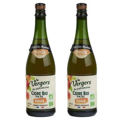 Vergers Du Patrimoine Cidre bio pur jus doux 2.5°, Lot de 2x75cl