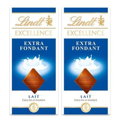 Lindt Chocolat au Lait Extra fondant, Lot de 2x100g