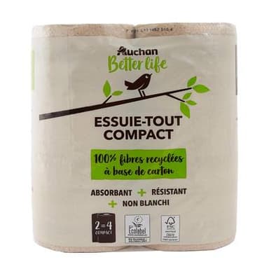 Auchan Better Life Essuie-tout compact, 2 rouleaux