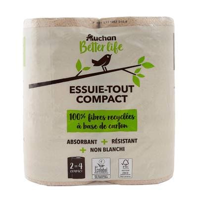 Auchan Better Life Essuie-tout compact, 2 rouleaux