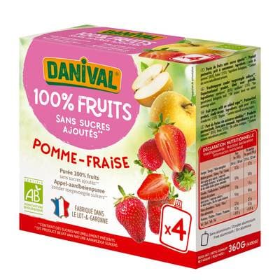 Danival Poki bio Purée pomme-fraise, 4x90g