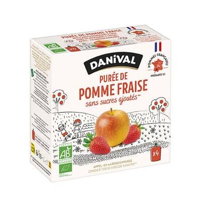 Danival Poki bio Purée pomme-fraise, 4 gourdes de 90g