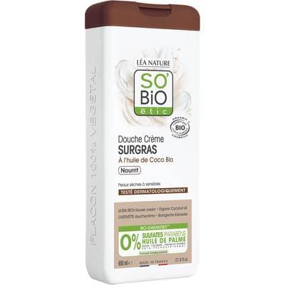 SO'BIO ETIC Crème de douche surgras à l'huile de Coco Bio, 650ml