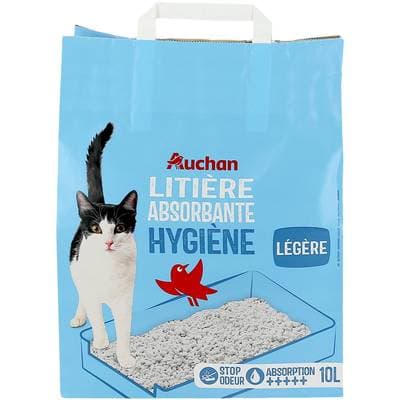 Auchan Litière absorbante légère pour chat, 10L