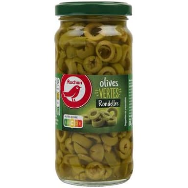 Auchan Olives vertes en rondelles spécial pizza et salades, 110g