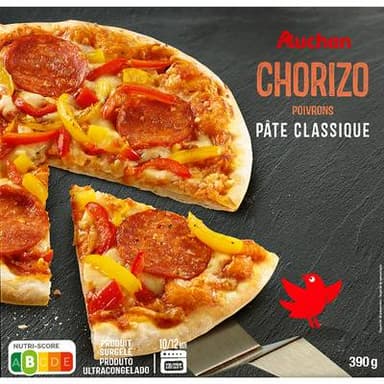 Auchan Pizza au chorizo cuite sur pierre, 390g